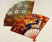 CK82-167RB Noh Fan Screen - Maples Fan and Geometric Fan-0