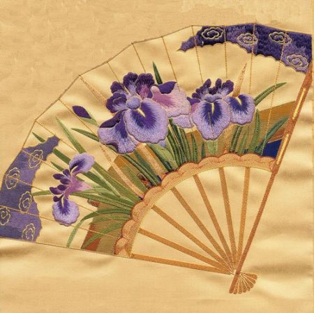 CK82-167RM Noh Fan Screen - Iris-0