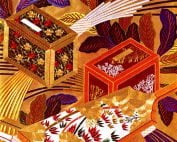 PF1175-108 Yuzuriha Plants, Noshi, Battledores and Boxes of Playing Cards-0