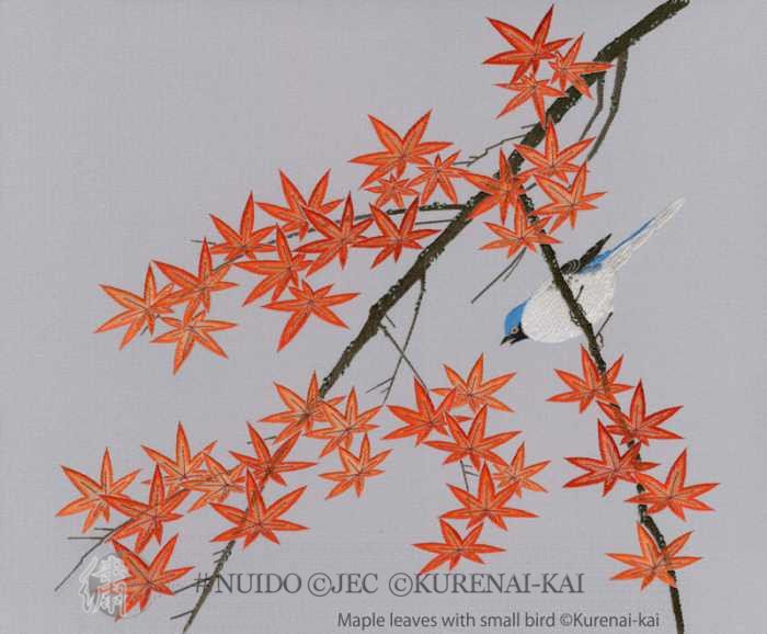 WNC23-91T Maple leaves with small bird