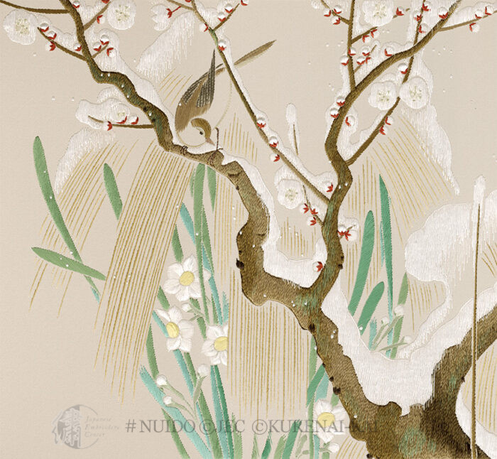 C05-05 Hoitsu Scroll: Winter - Wintry Plum & Little Bird
