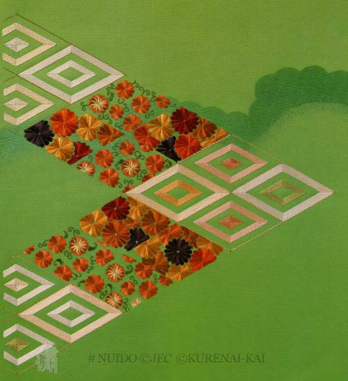 PF2179-206 Chrysanthemums in Diamond Patterns